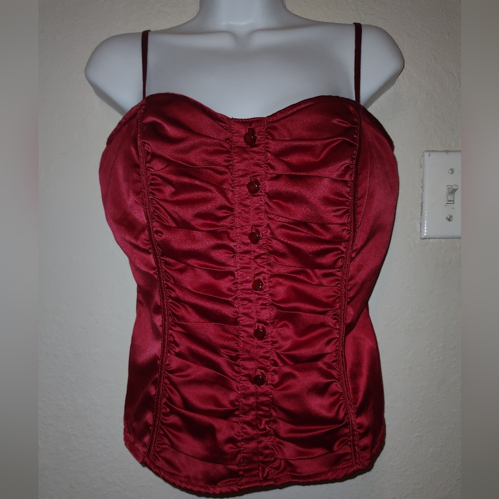Elegant Red Satin Women's Top